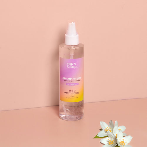 Amour Propre fragrance mist bottle with fresh orchid and jasmine

